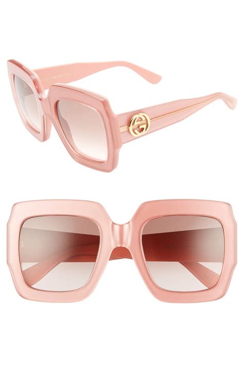 gucci pink rectangle sunglasses|gucci minimal 54mm square sunglasses.